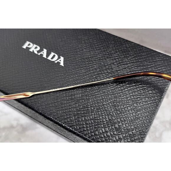 NWT PRADA 60mm Gold Tone Geometric Pilot Sunglasses Case & Cloth ~ HTF main image 4